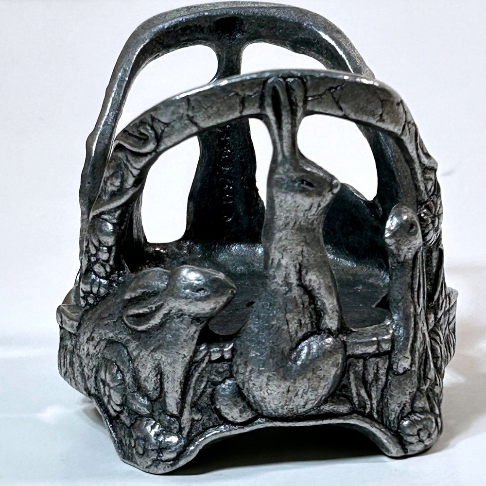 Vintage 1997 Carson Pewter Rabbit Bunny Candle Holder Votive